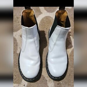 Dr. Martens White Leather Chelsea Boots